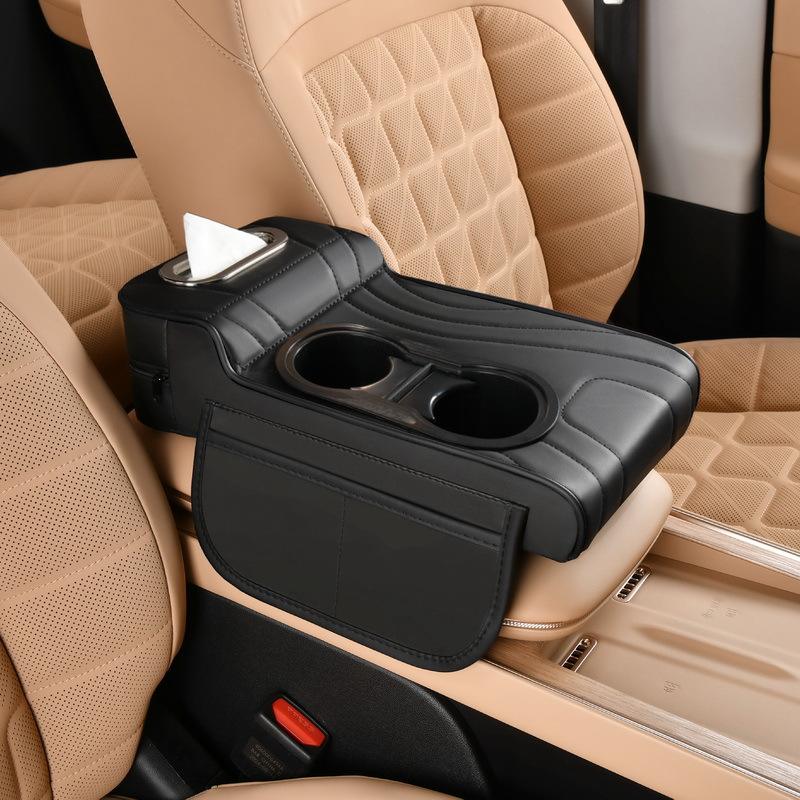 KK Universal Car Central Armrest Box - Heightening Pad with Dual Cup Holders Protective Cover | KK20