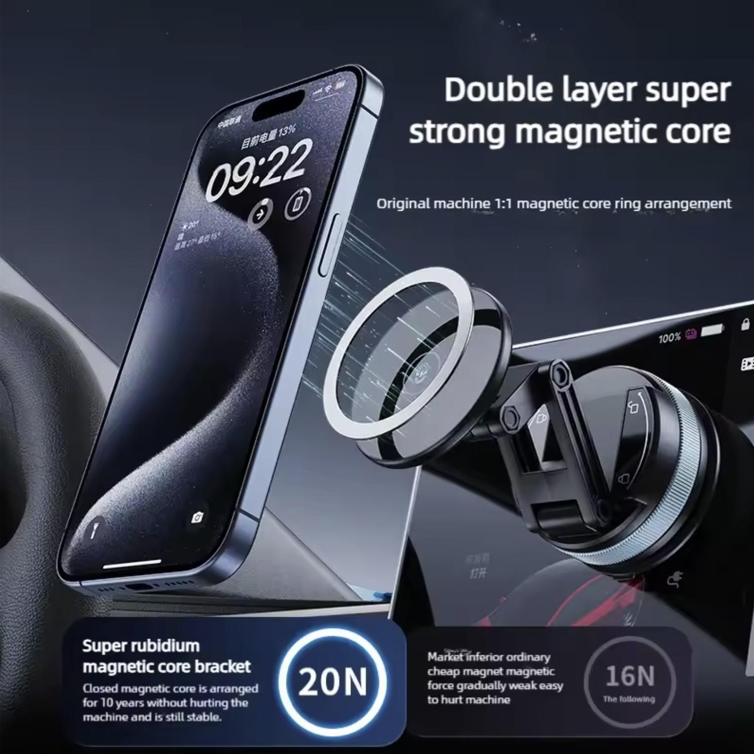 KK Magsafe Magnetic Vacuum Suction Cup Phone Holder - Universal Rotatable Folding Car Stand