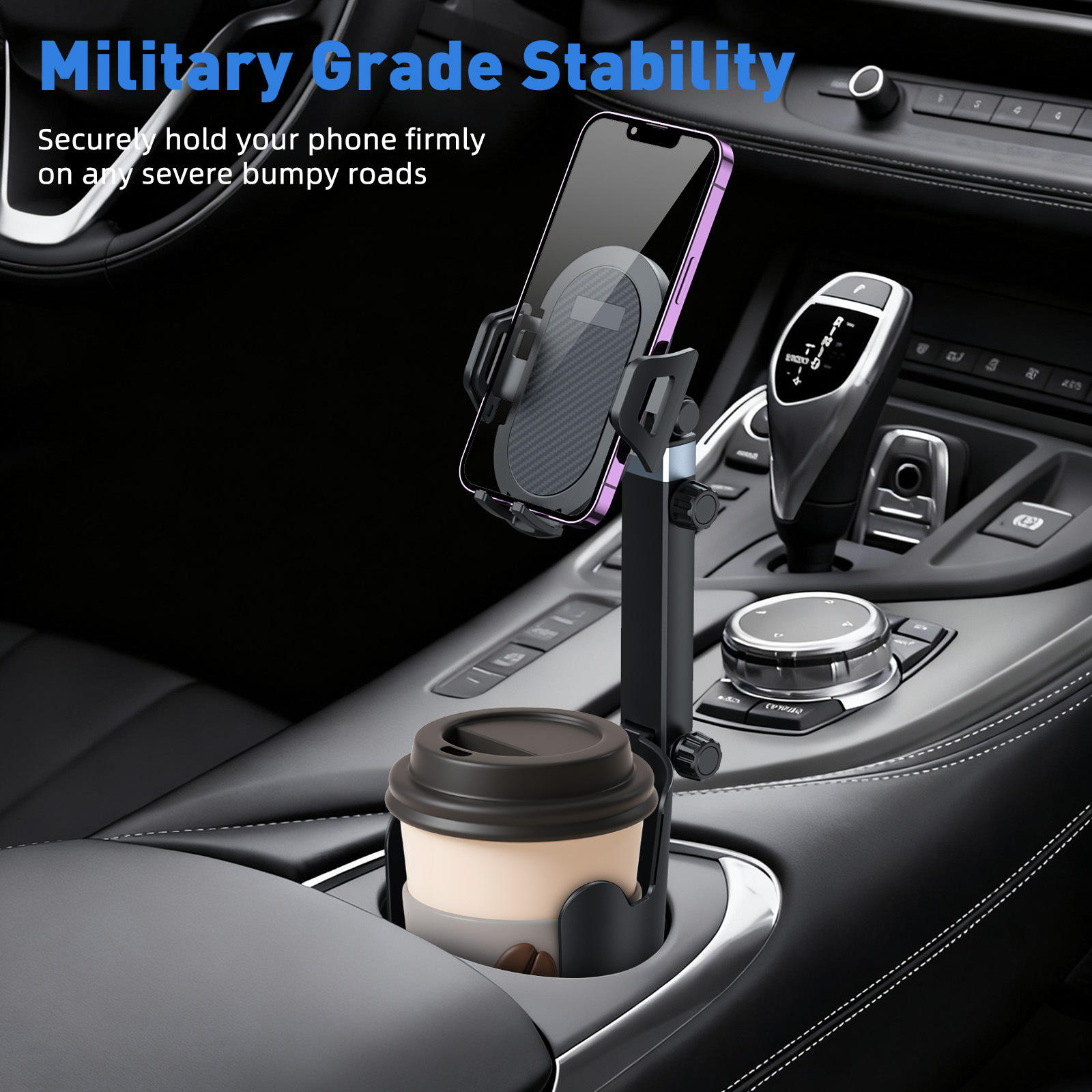 KK 2-in-1 Car Cup Holder Phone Clip Stand | Oliver Vehicle Compatible | 360° Rotating Adjustable Mou